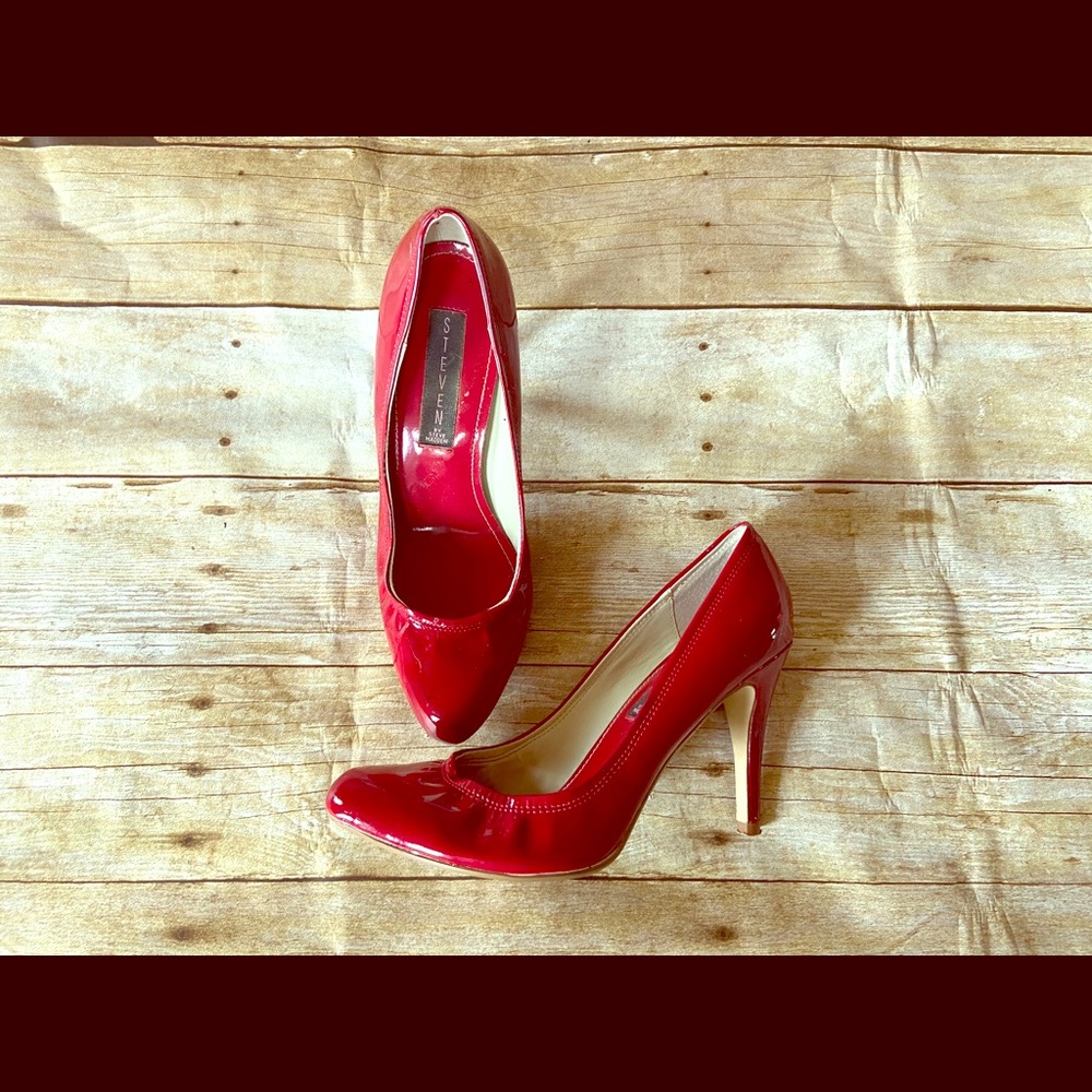 2/$40 Steve Madden red patent leather pumps